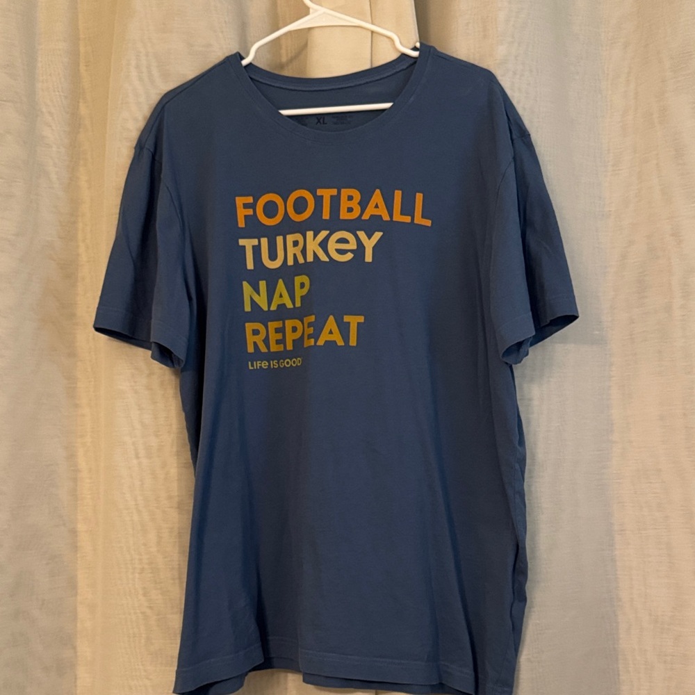 Thanksgiving tee shirt. Football, turkey, nap, repeat.